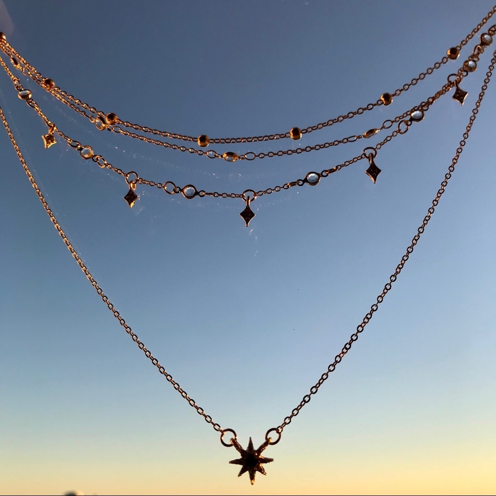 “The Southern Star" Boho Layered Diamond Necklace - Picture 5 of 6